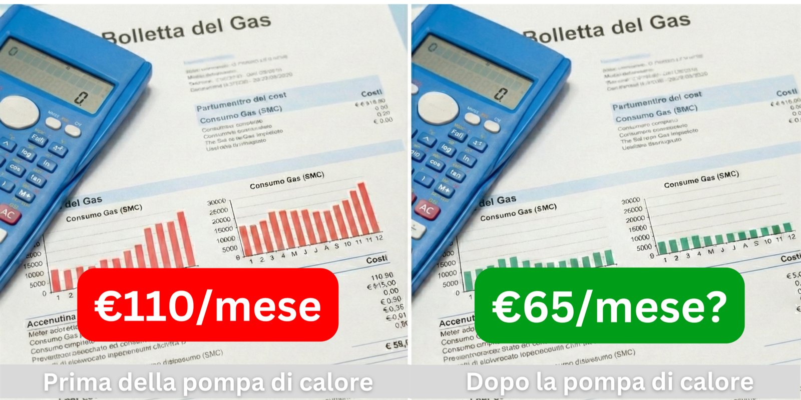 Pompa di calore aria-acqua installata sulla parete esterna di un'abitazione
